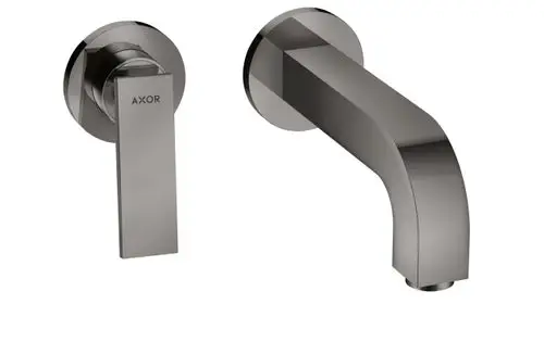 Wandmontierter Einhebel-Waschtischmischer mit Hebelgriff und gerundetem Auslauf in Polished Black Chrome von AXOR.